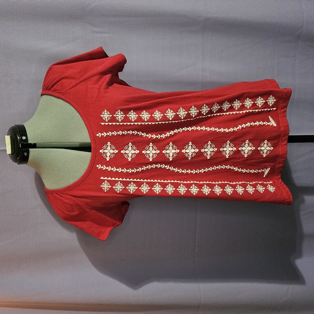 Rebecca Malone, Red, White, Top, Size: S